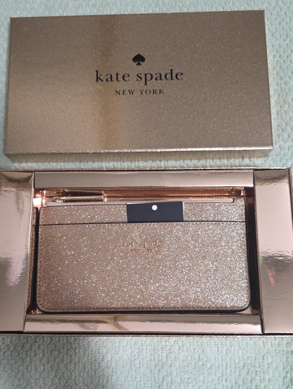 Kate Spade New York Gold Glitter cardholder clutch